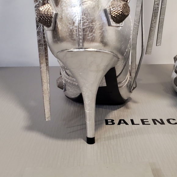 BALENCIAGA CAGOLE 90MM KNEE HIGH BOOTS IN SILVER SIZES US SZ 6 RETAIL $2,550 - Picture 8 of 14